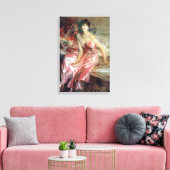 Mooie dame in een roze jurk (Giovanni Boldini) Canvas Afdruk (Insitu (Woonkamer))