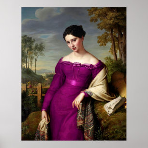  mooie dame in Fuchsia roze Poster