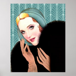Mooie dame in Fur Poster