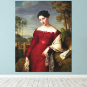 mooie dame in het rood canvas afdruk (Insitu (Houten vloer))