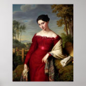  mooie dame in het rood poster (Voorkant)