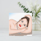 Mooie dame in parels met Blue Eyes Art Kaart (Staand voorkant)