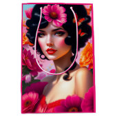 Mooie  dame in rode ontkoppeling medium cadeauzakje (Voorkant)