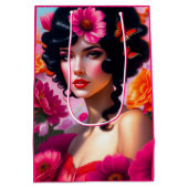 Mooie  dame in rode ontkoppeling medium cadeauzakje (Achterkant)