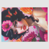 Mooie  dame in rode ontkoppeling tissuepapier (Voorkant)