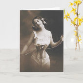 Mooie Dame in Wenskaart van de Taille van het Kaart (Gele Bloem)