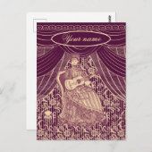 Mooie dame met gitaar briefkaart (Voorkant / Achterkant)