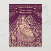 Mooie dame met gitaar briefkaart (Voorkant)