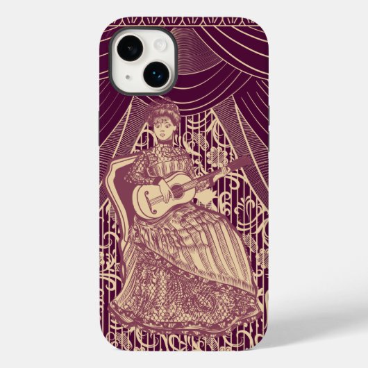 Mooie dame met gitaar Case-Mate iPhone case (Achterkant)