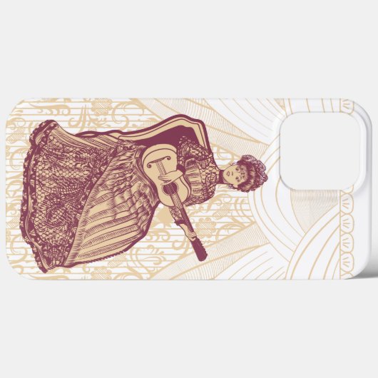 Mooie dame met gitaar Case-Mate iPhone case (Achterkant (horizontaal))