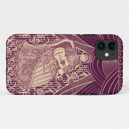 Mooie dame met gitaar Case-Mate iPhone case (Achterkant (horizontaal))