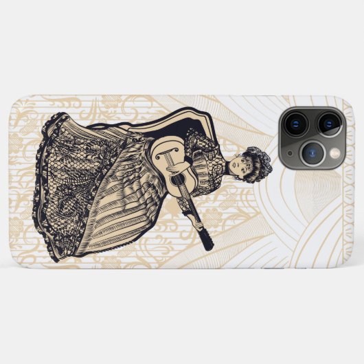 Mooie dame met gitaar Case-Mate iPhone case (Achterkant (horizontaal))