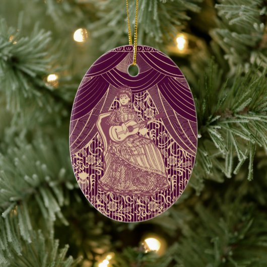 Mooie dame met gitaar keramisch ornament (Boom)