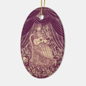 Mooie dame met gitaar keramisch ornament (Links)