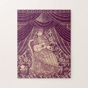 Mooie dame met gitaar legpuzzel