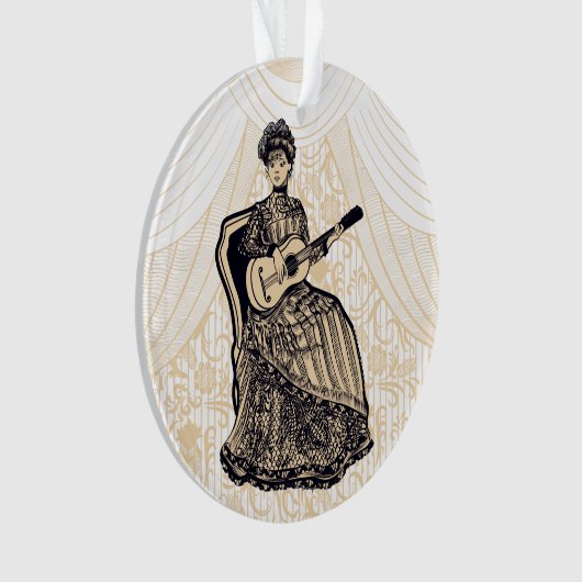 Mooie dame met gitaar ornament (voorkant)