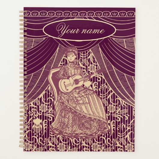 Mooie dame met gitaar planner (Voorkant)
