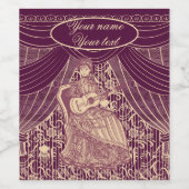 Mooie dame met gitaar wijn etiket (Enkel label)