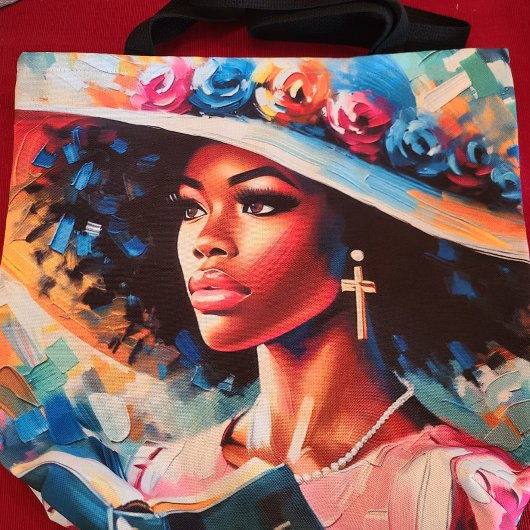 Mooie dame met haar bijbelse bloem tote bag