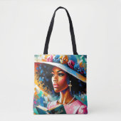 Mooie dame met haar bijbelse bloem tote bag (Voorkant)