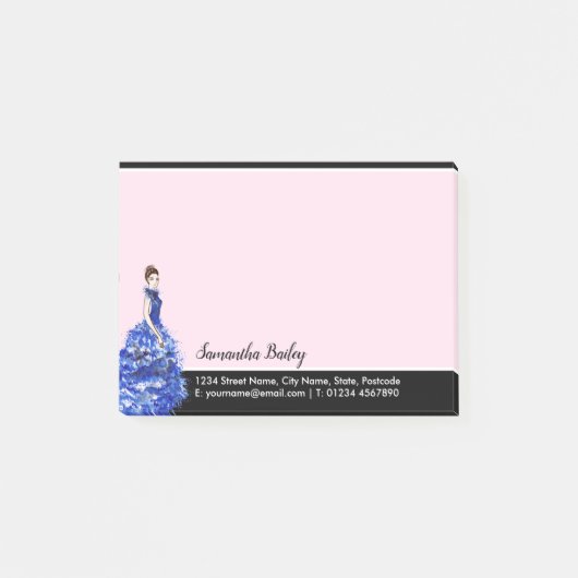 Mooie dame met Mode van de Sparkly Blue Gown Post-it® Notes (Voorkant)
