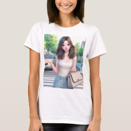 Mooie dame met Wavy Hair 4 T-shirt