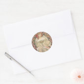Mooie dame - Mucha Ronde Sticker (Envelop)