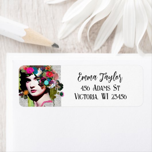 Mooie  dame papier collage krant etiket (Insitu)