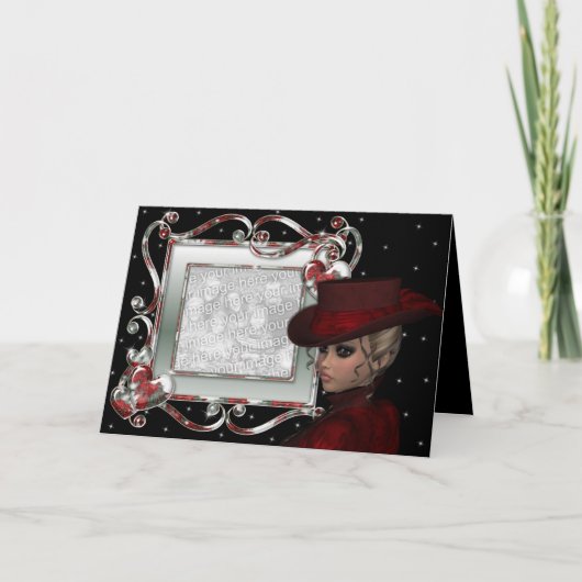 Mooie dame - Vakantiekaart sjabloon (Voorkant)