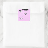 Mooie dame vierkante sticker (Tas)