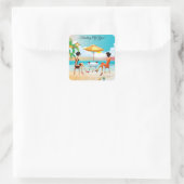 Mooie dames aan het strand denken van u vierkante sticker (Tas)