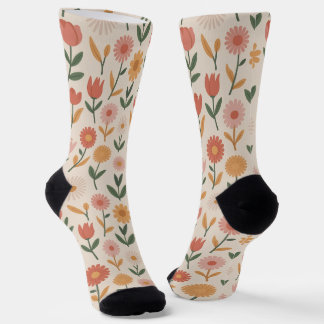 Mooie dames bloemensokken voor onder de knie sokken