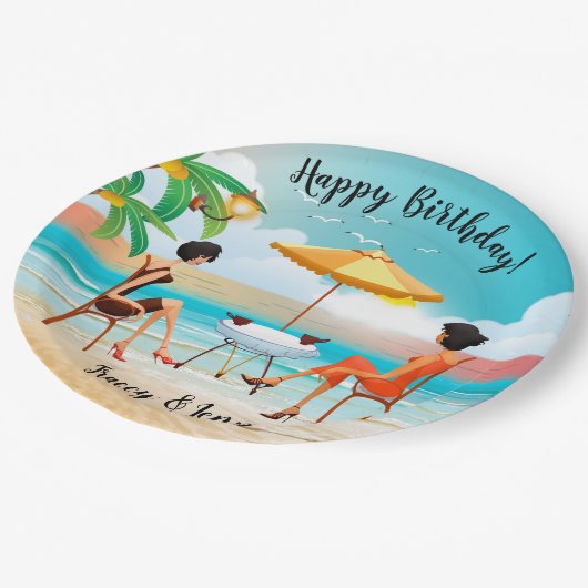 Mooie dames op de dag van de blote dag papieren bordje (Gekanteld)