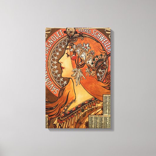 Mooie damesprofiel - Mucha Canvas Afdruk (Voorkant)
