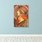 Mooie damesprofiel - Mucha Canvas Afdruk (Insitu (Houten vloer))