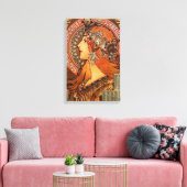 Mooie damesprofiel - Mucha Canvas Afdruk (Insitu (Woonkamer))