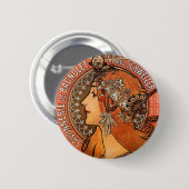 Mooie damesprofiel - Mucha Ronde Button 5,7 Cm (Voorkant /achterkant)