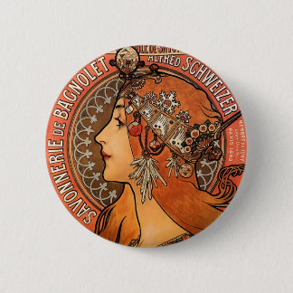 Mooie damesprofiel - Mucha Ronde Button 5,7 Cm