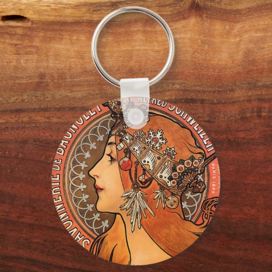 Mooie damesprofiel - Mucha Sleutelhanger (Voorkant)