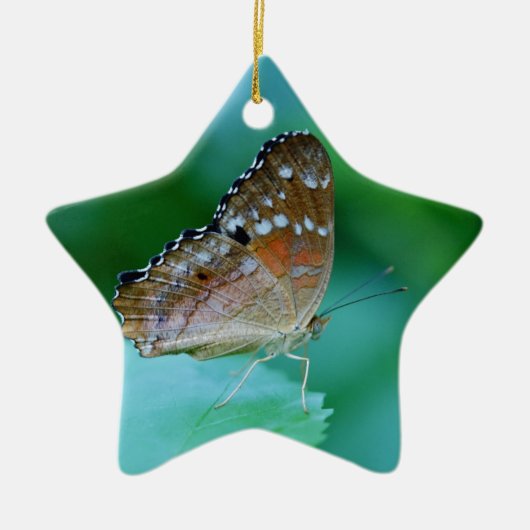 Mooie Danaus Plexippus Butterfly op Leaf. Keramisch Ornament (Voorkant)