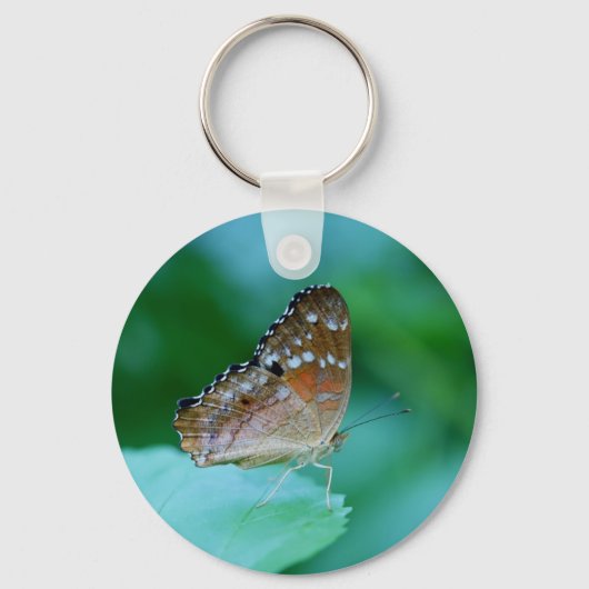 Mooie Danaus Plexippus Butterfly op Leaf. Sleutelhanger (Voorkant)