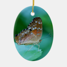 Mooie Danaus Plexippus vlinder op blad. Keramisch Ornament