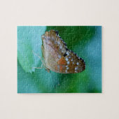 Mooie Danaus Plexippus Vlinder op Blad. Legpuzzel (Horizontaal)