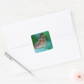Mooie Danaus Plexippus Vlinder op Blad. Vierkante Sticker (Envelop)