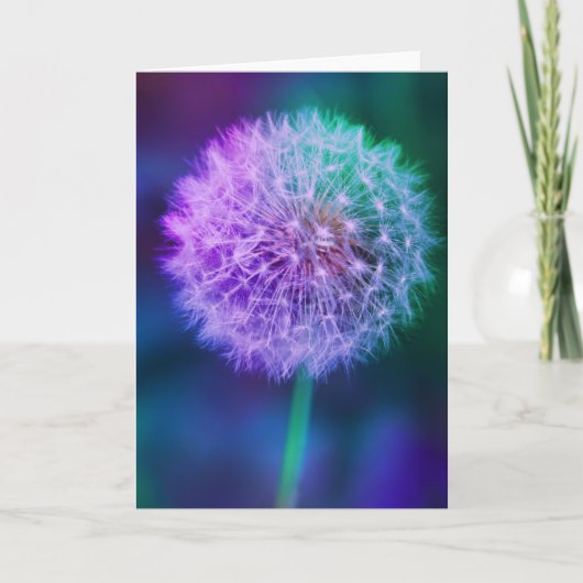Mooie Dandelion op de groene en blauwe achtergrond Kaart (Voorkant)