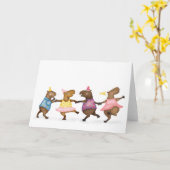 Mooie dansende capibara's vieringskaart kaart (Gele Bloem)