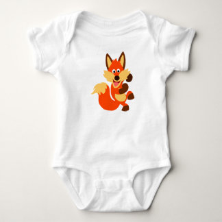 Mooie dansende cartoon vos baby bodysuit