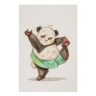 Mooie dansende panda-poster   Grappige cartoon-muu Perfect Poster