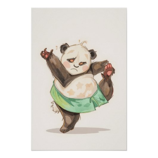 Mooie dansende panda-poster | Grappige cartoon-muu Perfect Poster (Voorkant)