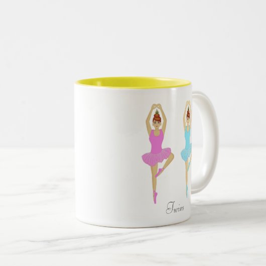 Mooie danseres voor tweelingballetdansen tweekleurige koffiemok (Voorkant rechts)